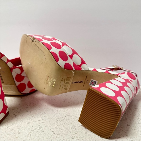 Larroude Ari Ankle Strap Platform Heels Polka Dot - Picture 4 of 5